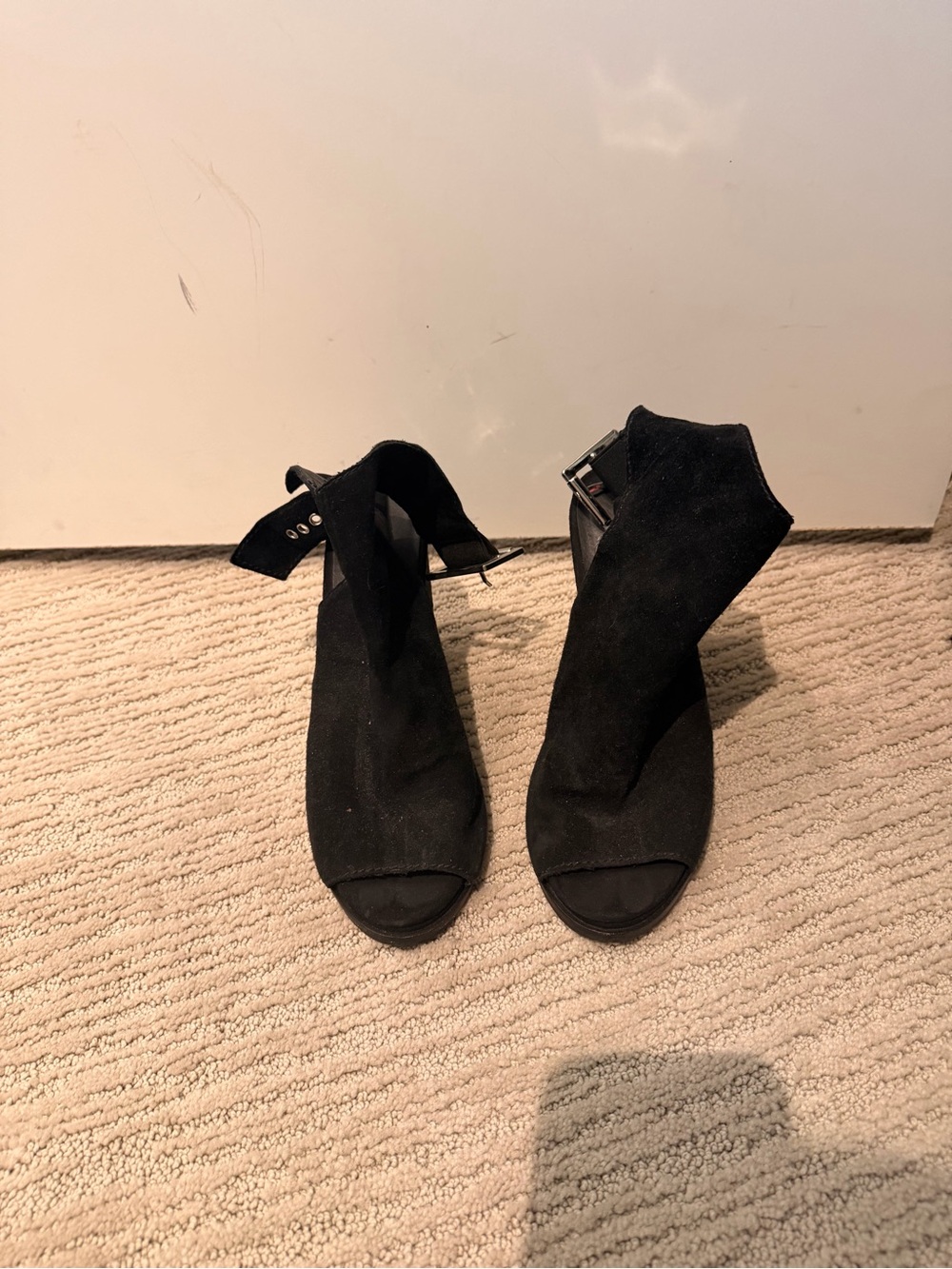Jeffrey Campbell Black Open-Toe Ankle Heels with Ankle Strap